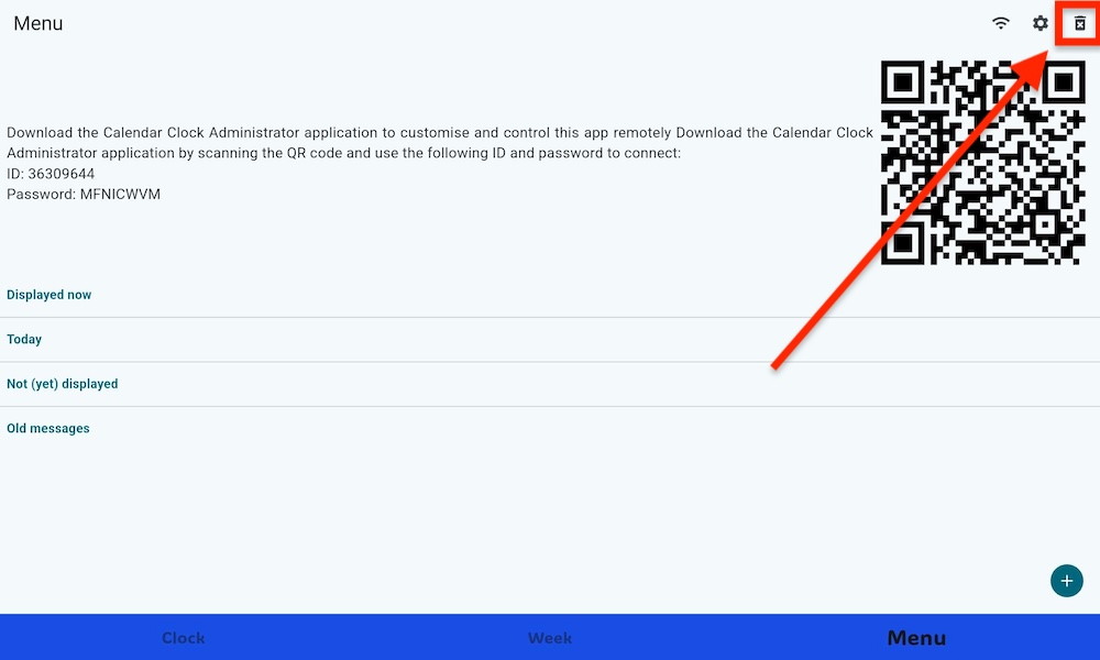 Delete account option in the Calendar Clock app
