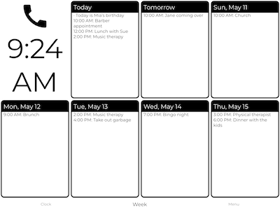 Calendar Clock week overview